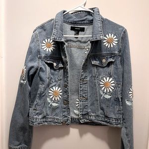 Size large, daisy denim jacket from forever 21